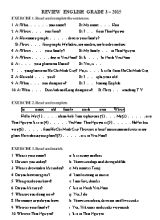 Đề cương ôn tập môn Tiếng Anh Lớp 3 năm 2015